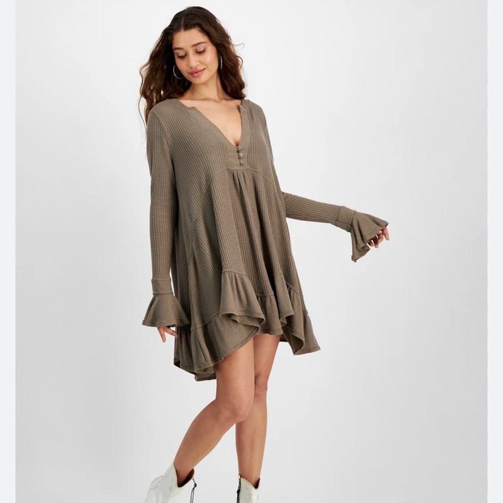 Free people Olivia flare sleeve Waffle knit tunic size small